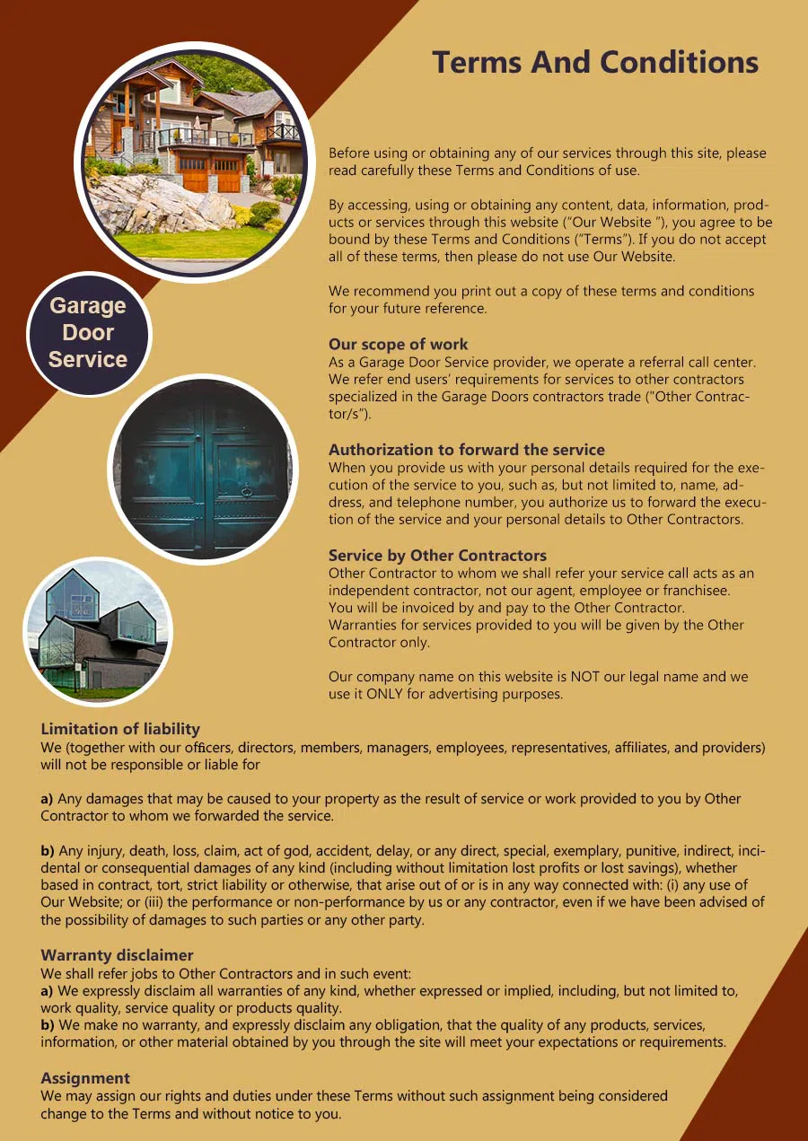 5 Star Garage Doors Sylmar, CA 818-748-9227 - terms6